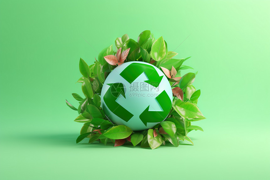 环保回收绿色符号创意图图片