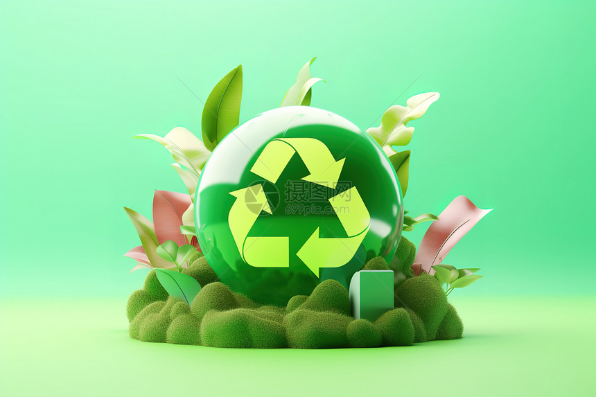 环保绿色回收符号创意图图片