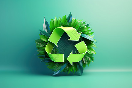 3D绿色回收环保背景图片