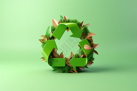 绿色3D立体回收环保背景图片