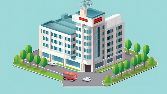 城市​​医院建筑插图图片