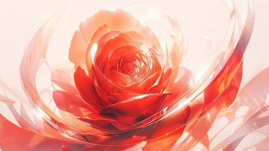 小清新漂亮的红色卡通玫瑰花背景图片