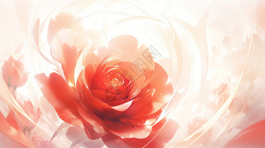 红色玫瑰花漂亮的红色卡通玫瑰花插画