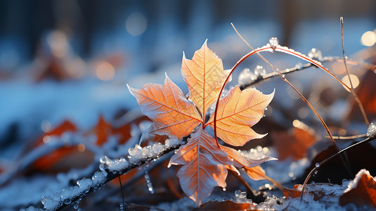 霜打过的叶子落在地上的枯枫叶被霜冻过插画
