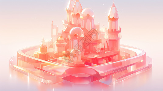 立体粉色糖果卡通城堡背景图片