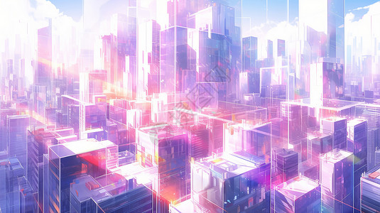 超现实立体科技卡通城市背景图片