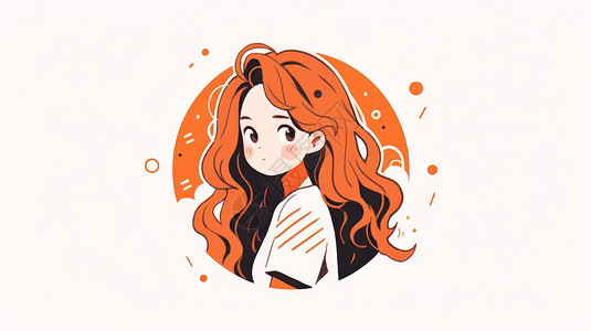 可爱的橙色头发大眼睛卡通女孩头像图片