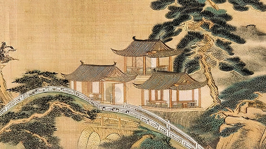 大美安徽大宅院古代中国风中式建筑插画