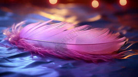 漂亮的粉色羽毛在蓝紫色背景上背景图片