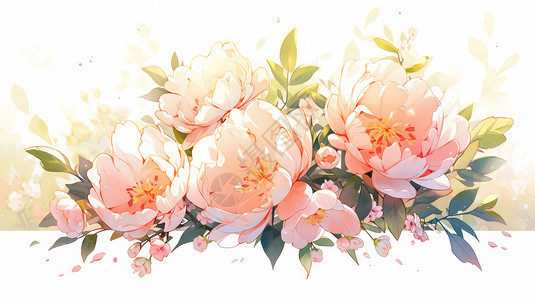 阳光下盛开的粉色卡通牡丹花图片