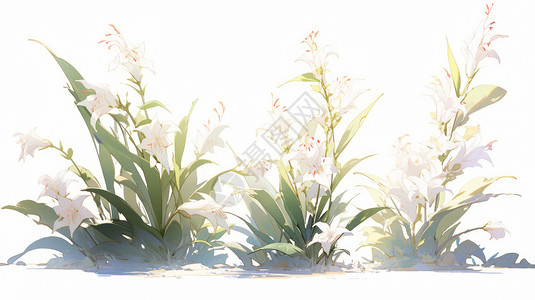 三株漂亮的卡通小清新兰花背景图片
