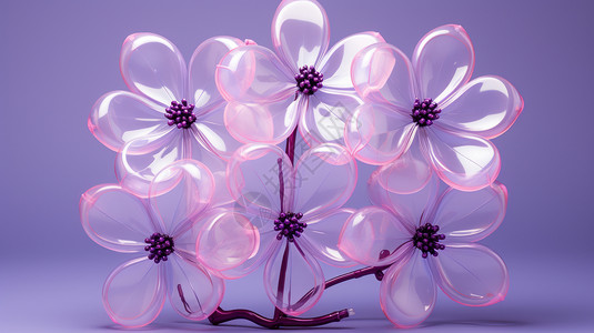 立体超现实透明花瓣小清新漂亮的花朵背景图片