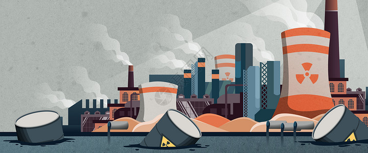 海水污染核污染食品安全扁平风插画Banner背景图片