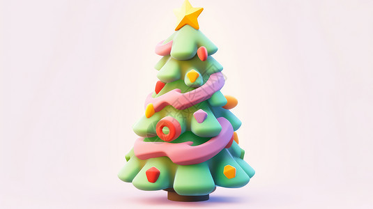 圣诞节立体可爱的卡通圣诞树背景图片