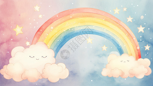 云朵与彩虹可爱的卡通彩虹与云朵儿童插画插画