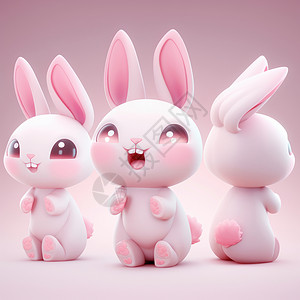 粉色可爱的立体卡通兔子图片