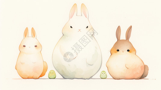 水彩卡通小兔子萌萌的卡通小兔子插画