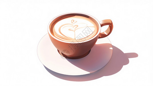 咖啡拿铁一杯简约美味的卡通咖啡插画