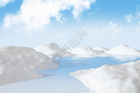 冰底纹冬季雪山场景设计图片