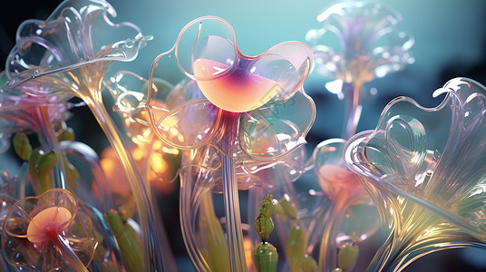 透明漂亮的超现实卡通花朵背景图片