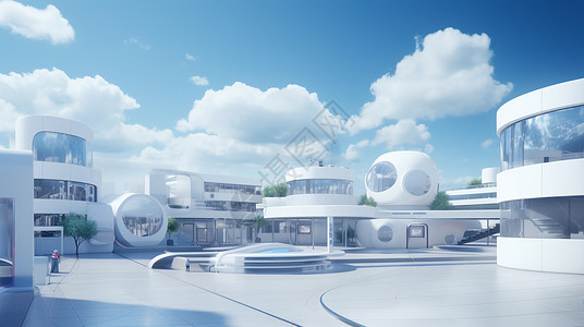 未来科幻的卡通城市建筑背景图片