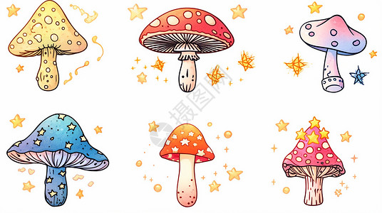 各种造型可爱的卡通蘑菇高清图片