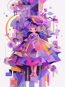 扁平风紫色调可爱的卡通小公主背景图片