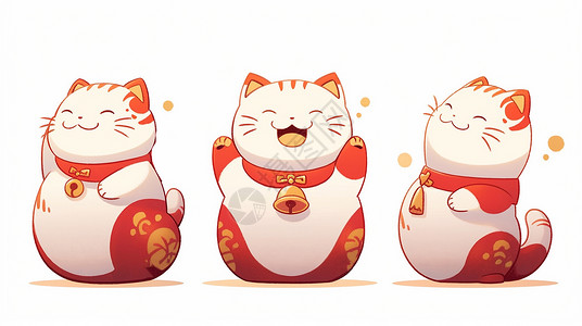喜庆可爱的卡通招财猫多角度背景图片