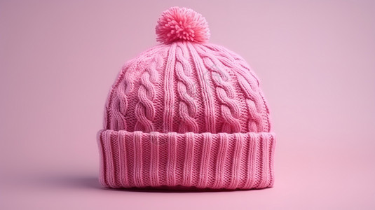 冬帽粉色的保暖毛线帽背景