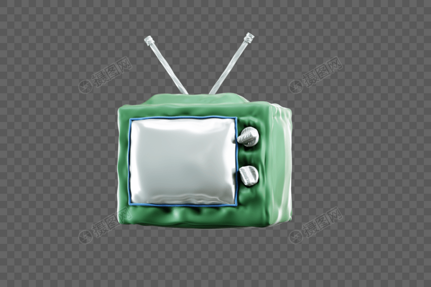 复古膨胀电视机C4D模型图片