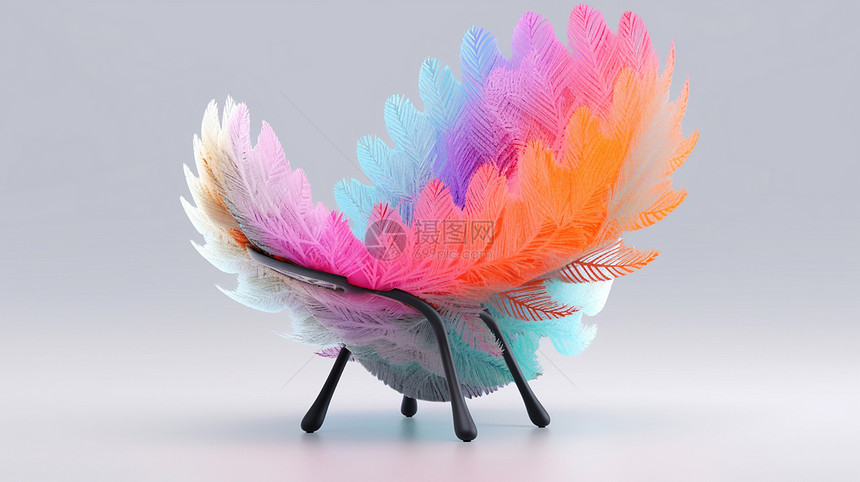 彩色羽毛时尚的创意座椅图片