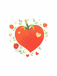 西红柿造型爱心卡通插画背景图片