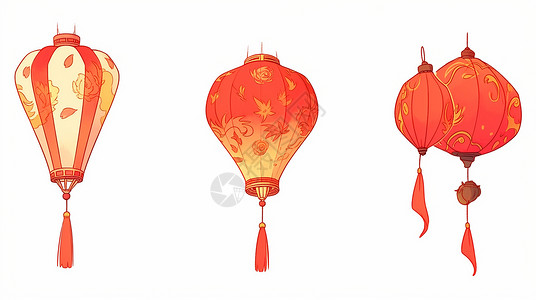 春节喜庆的红色卡通灯笼背景图片