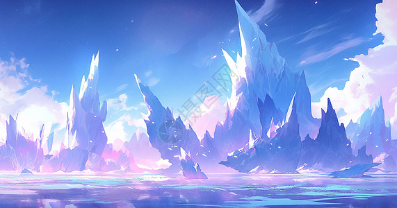 蓝紫色调锋利漂亮的卡通山峰背景图片