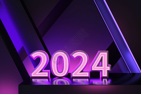 2024霓虹灯背景背景图片