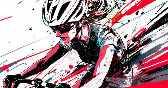 骑自行车戴着墨镜的卡通运动员背景图片