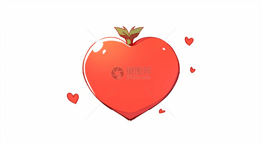红色爱心西红柿形状卡通蔬菜图片
