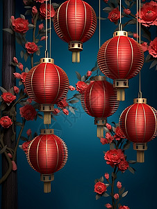 喜庆的红色灯笼卡通背景背景图片