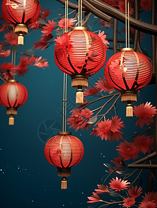 喜庆节日氛围十足的卡通红色灯笼背景图片