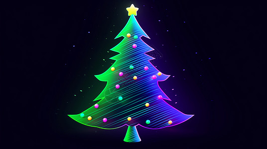 简约漂亮的深绿色卡通圣诞树背景图片