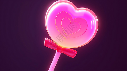 粉色爱心可爱的卡通棒棒糖背景图片