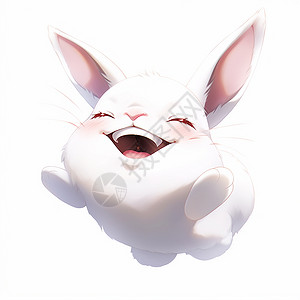 开心跳起的卡通小白兔背景图片