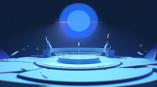 科技未来感蓝色调卡通舞台背景背景图片