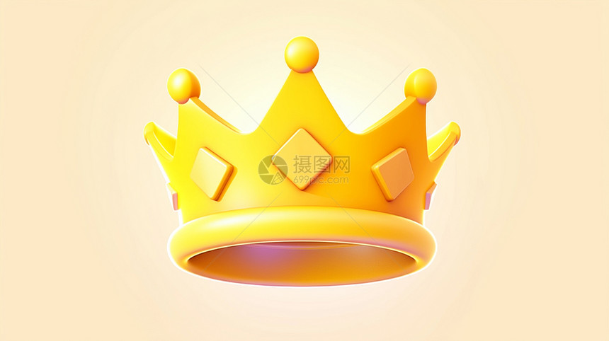 淡黄色背景上简约漂亮的卡通皇冠图片