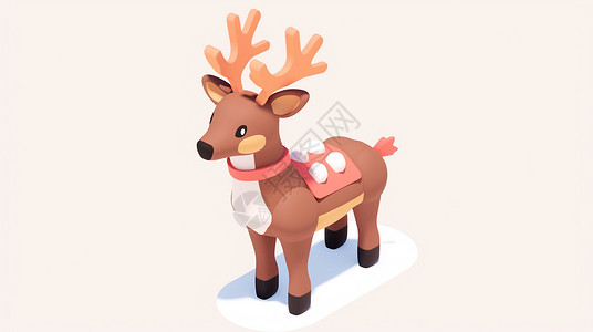有角的可爱棕色卡通圣诞小驯鹿背景图片