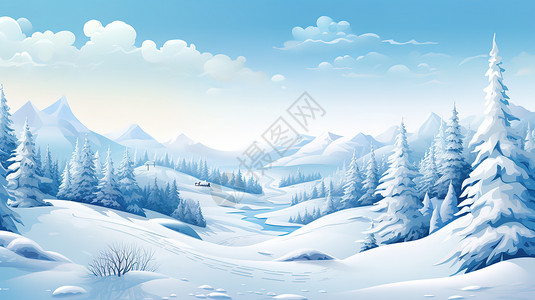 冬天雪景大雪海报背景图片