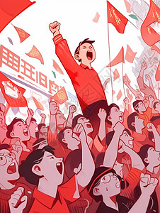 喜庆节日开心大喊的卡通人群们背景图片