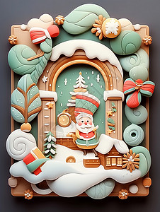 圣诞主题可爱的卡通圣诞老人背景图片