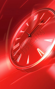 红色背景上一个发光的时钟背景图片
