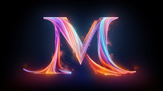 彩虹光波字母M背景图片